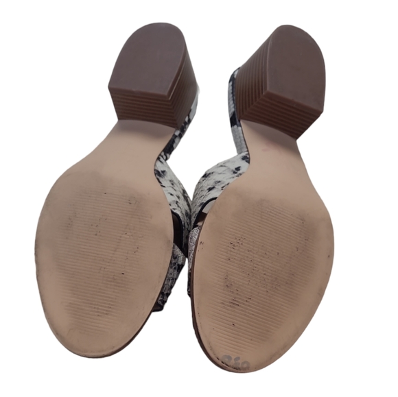 NINE West Andre Snake Skin Heeled Slides, Chunky Heel Mule Sandals, Size 9 - Picture 3 of 6